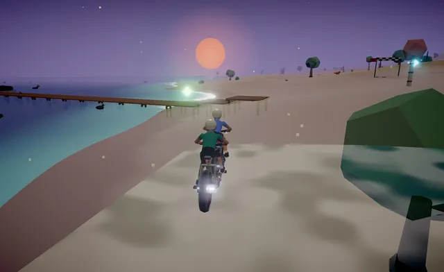 Riding along a snowy shore